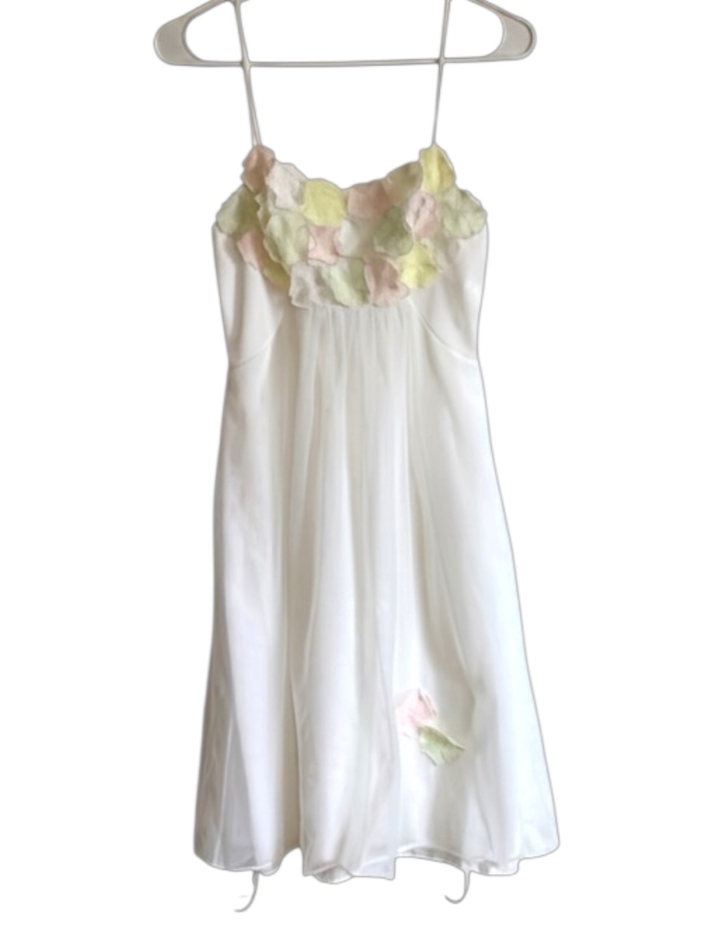 Warner’s Chemise Nightie SM White Romantic Appliqué VTG Slip Floral Chiffon - Picture 1 of 15